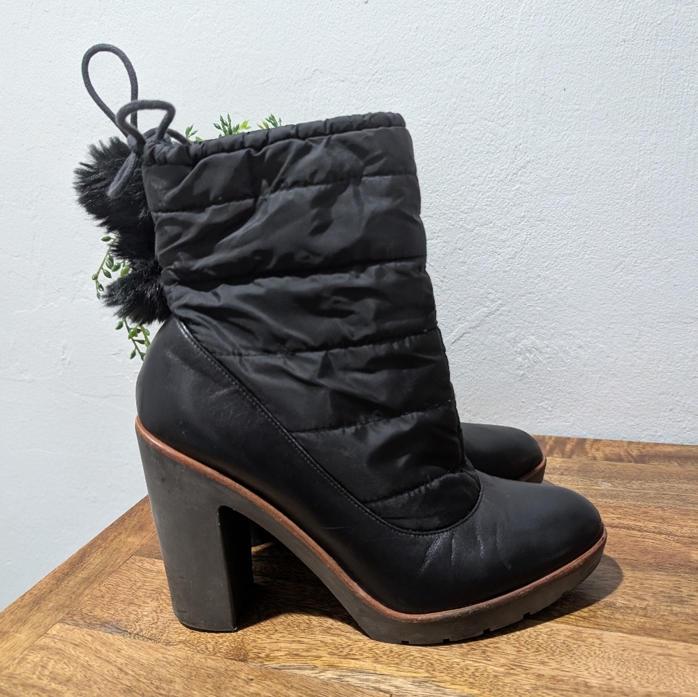 Kate Spade‎ New York Womens Ginnie Faux Fur Pom Pom Leather Booties Black 8.5